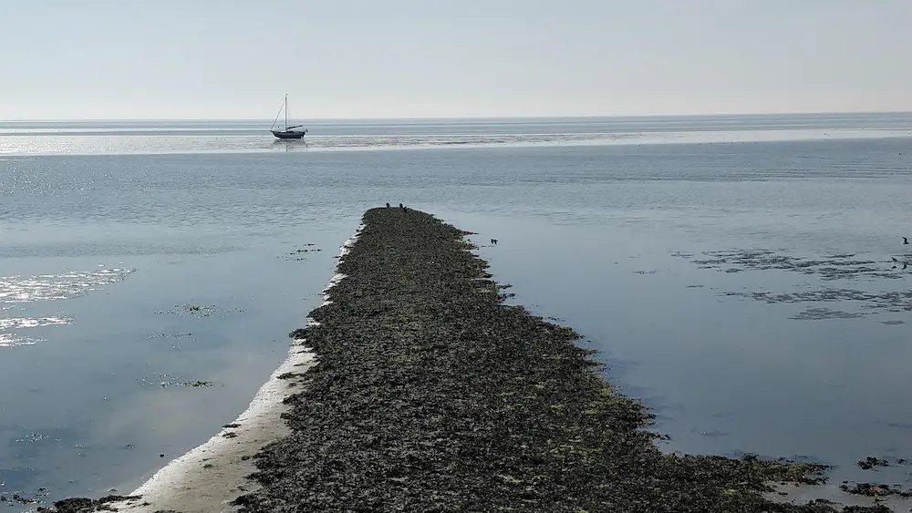 Paisagem do Mar de Wadden no norte da Holanda, região conhecida pela natureza e tranquilidade